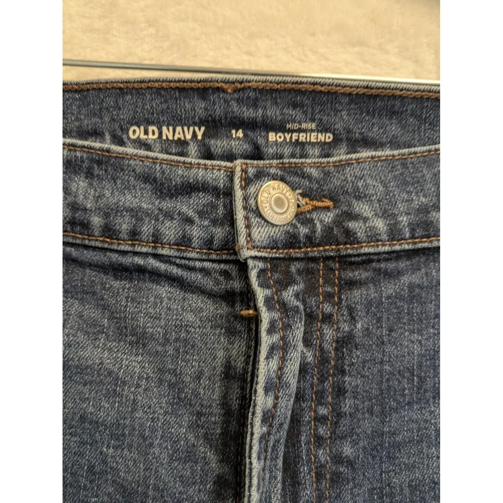 Old Navy Women's Mid Rise‎ Boyfriend Jeans Dark Wash Size 14
